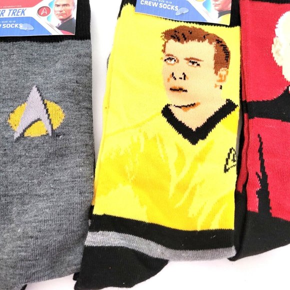 Star Trek Crew Socks Lot Of 4 Kirk Spock Picard Emblem - Picture 3 of 10